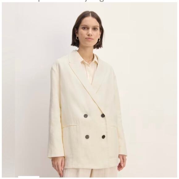Everlane Jackets & Blazers - Everlane Linen Double Breasted Blazer Cream Quiet Luxury Elevated Basic Cream 16